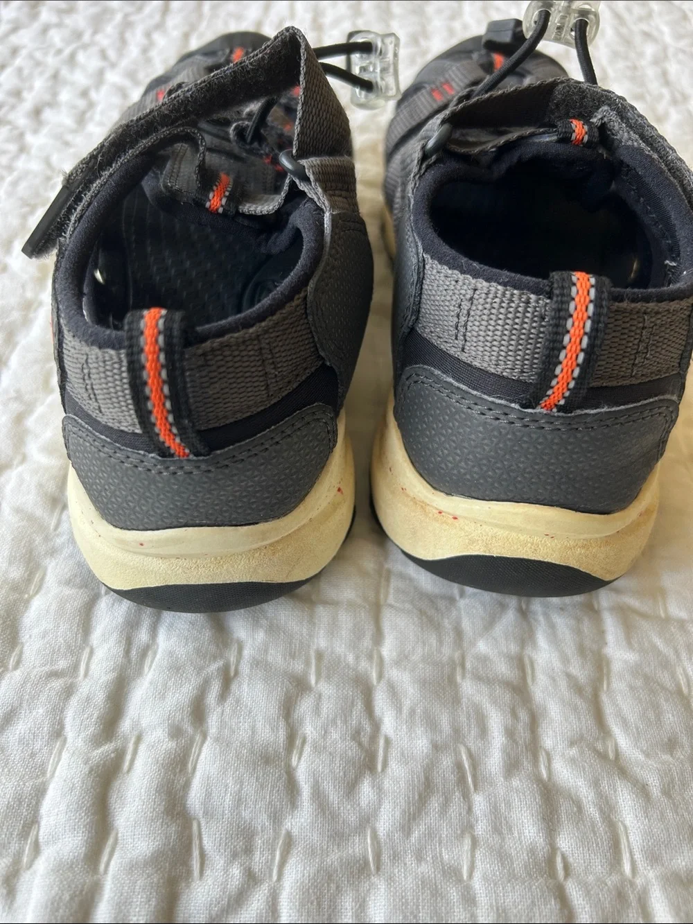 Keen Boys Grey Closed-Toe Strappy Sandals with orange Accents